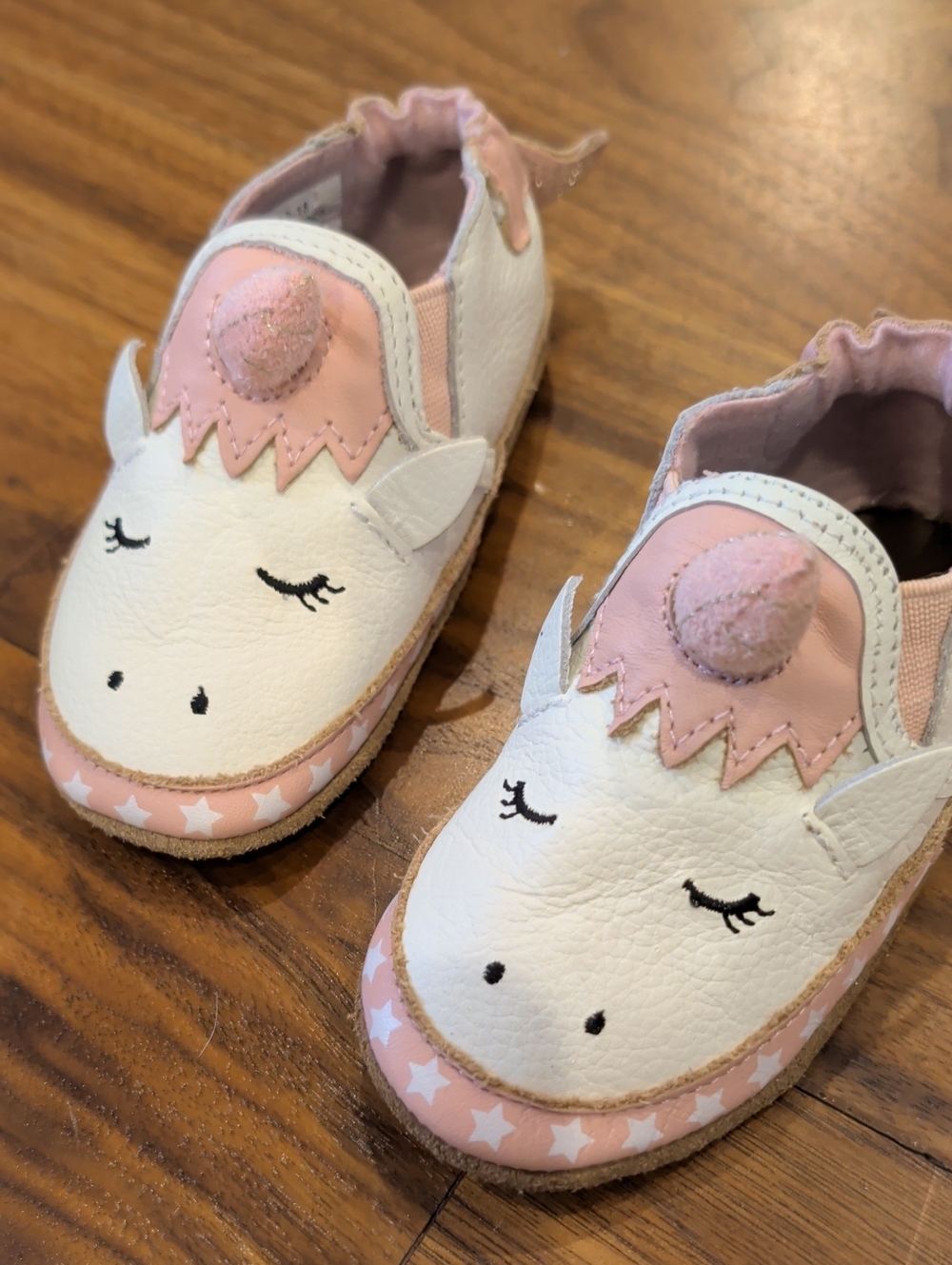 Robeez White and Pink Unicorn Slip-On Baby Shoes